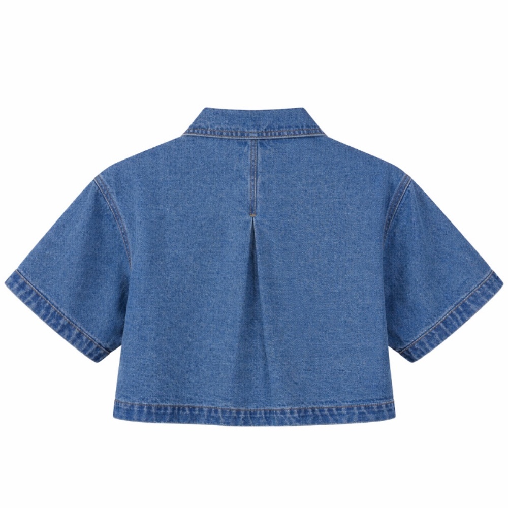 The Short Sleeve Boxy Short Denim Jacket - Picture 2 of 3